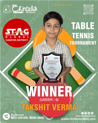 Takshit Verma - Winner - U9 Stag Global Table Tennis Tournament